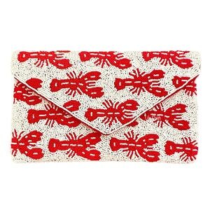 Beaded Lobster Crossbody Clutch Bag, Summer Beach Boho Lily Posh